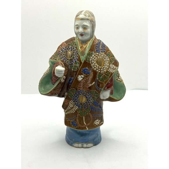 Vintage Japanese Hand-Painted Ceramic Figurine - Intricate Kimono Design - Picture 1 of 5